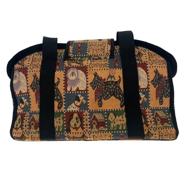 Tapestry‎ Dog Breed Travel Pet Carrier Tote Bag Purse Pocket Black Novelty Mesh - Picture 4 of 8